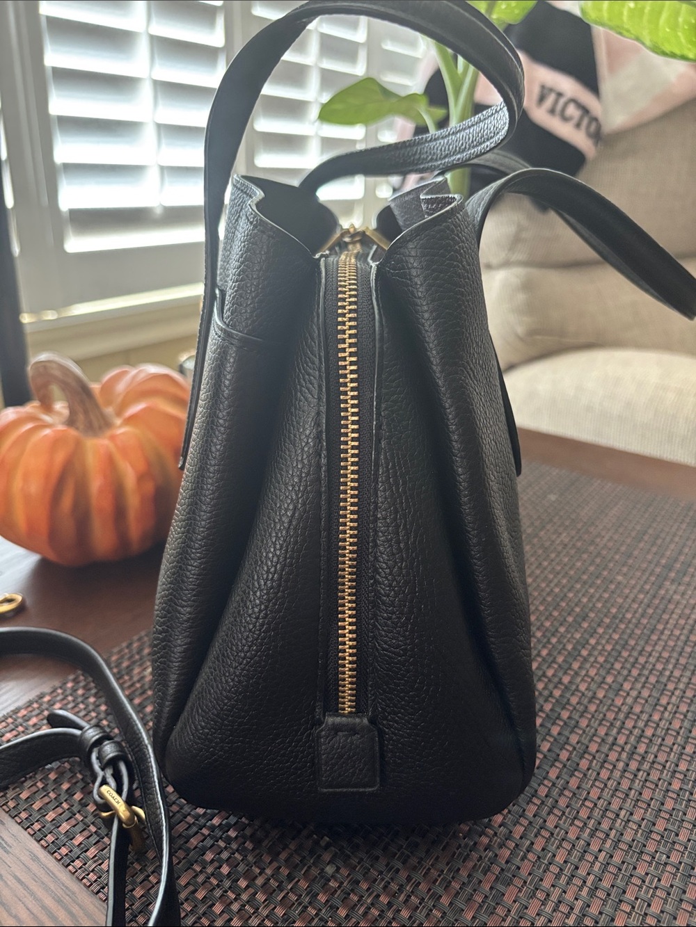 Coach Lora 30 in Black Pebbled Leather with Gold Hardware - Picture 2 of 14